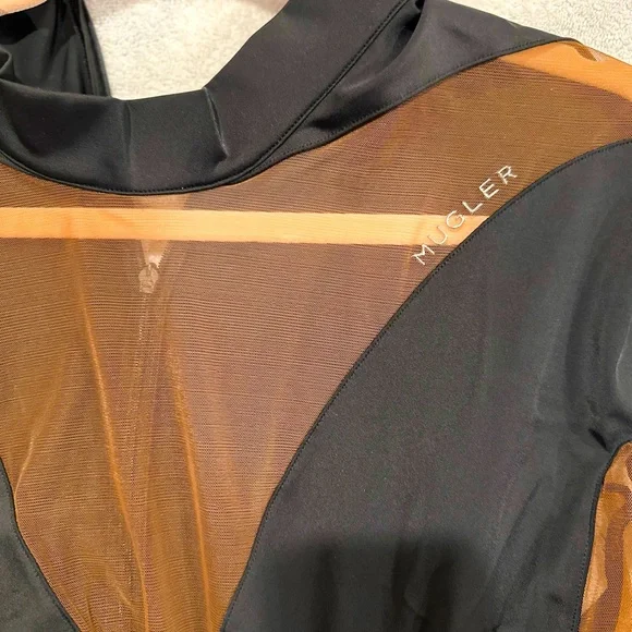 MUGLER x H&M Women’s Mesh-Paneled Bodysuit in Dark brown/black - Picture 2 of 5